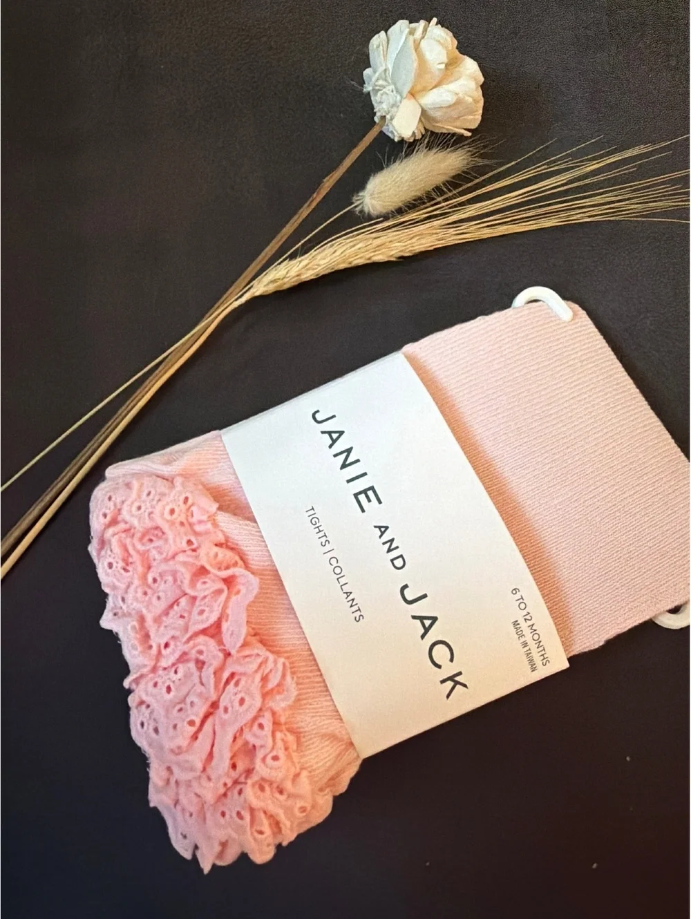 Janie and Jack Baby Pink Ruffle Tights for 0-3 Months